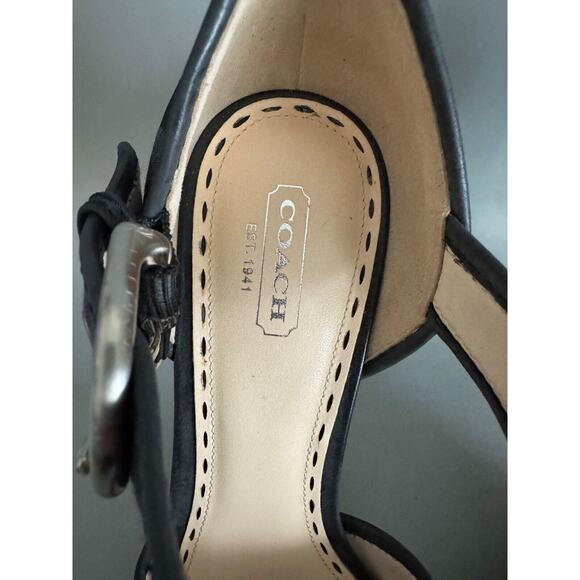 COACH Monogram Open Toe Platform Stacked Heel Open Toe Size 9 Worn Once w/ Box - Picture 5 of 9